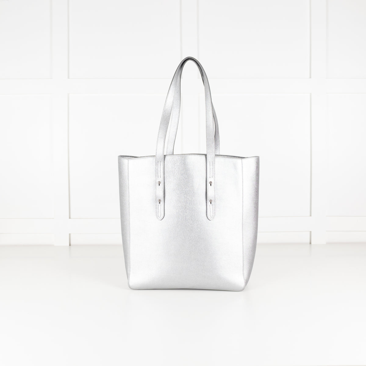 Aspinal of London Silver Leather Tote Bag
