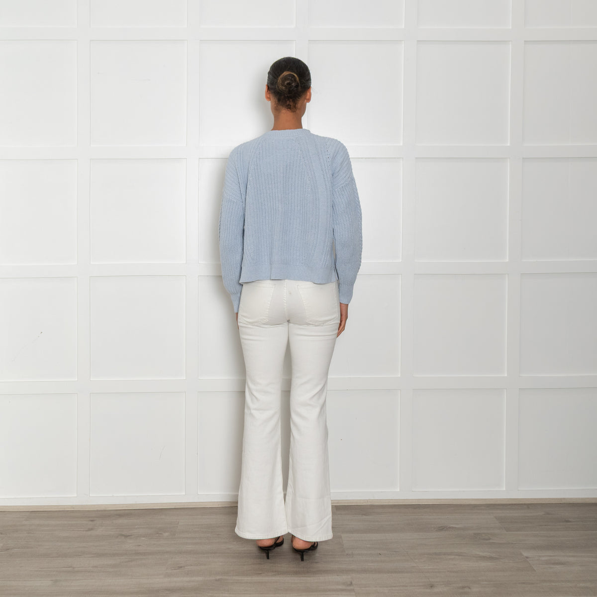 Wrap London Pale Blue Ribbed Cotton Sweater