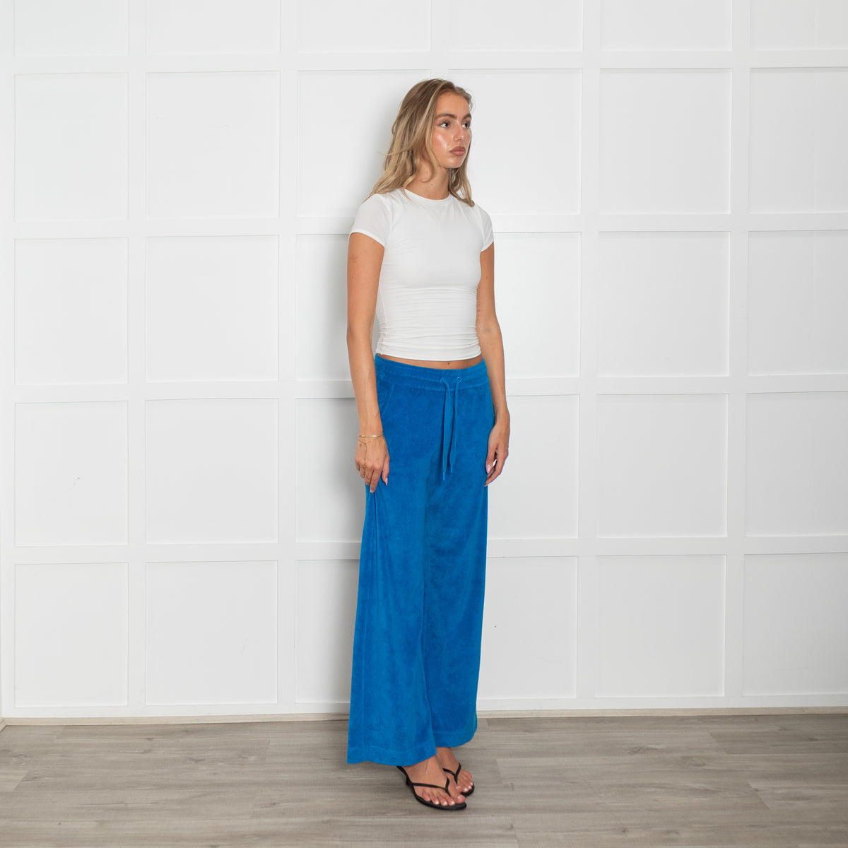 Me + Em Turquoise Towelling Wide Leg Trousers