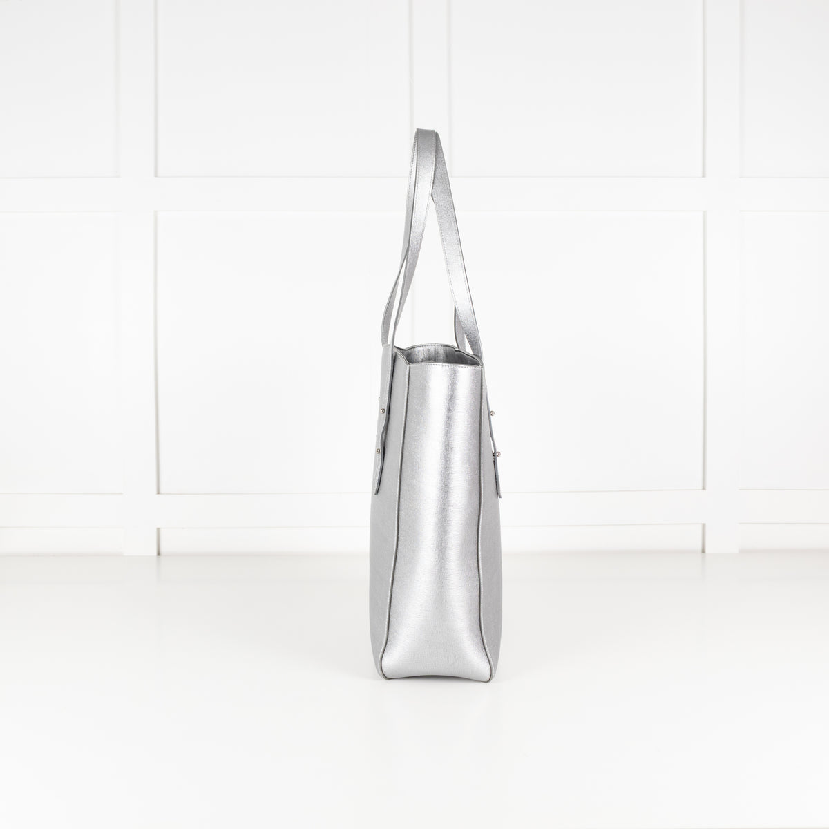Aspinal of London Silver Leather Tote Bag