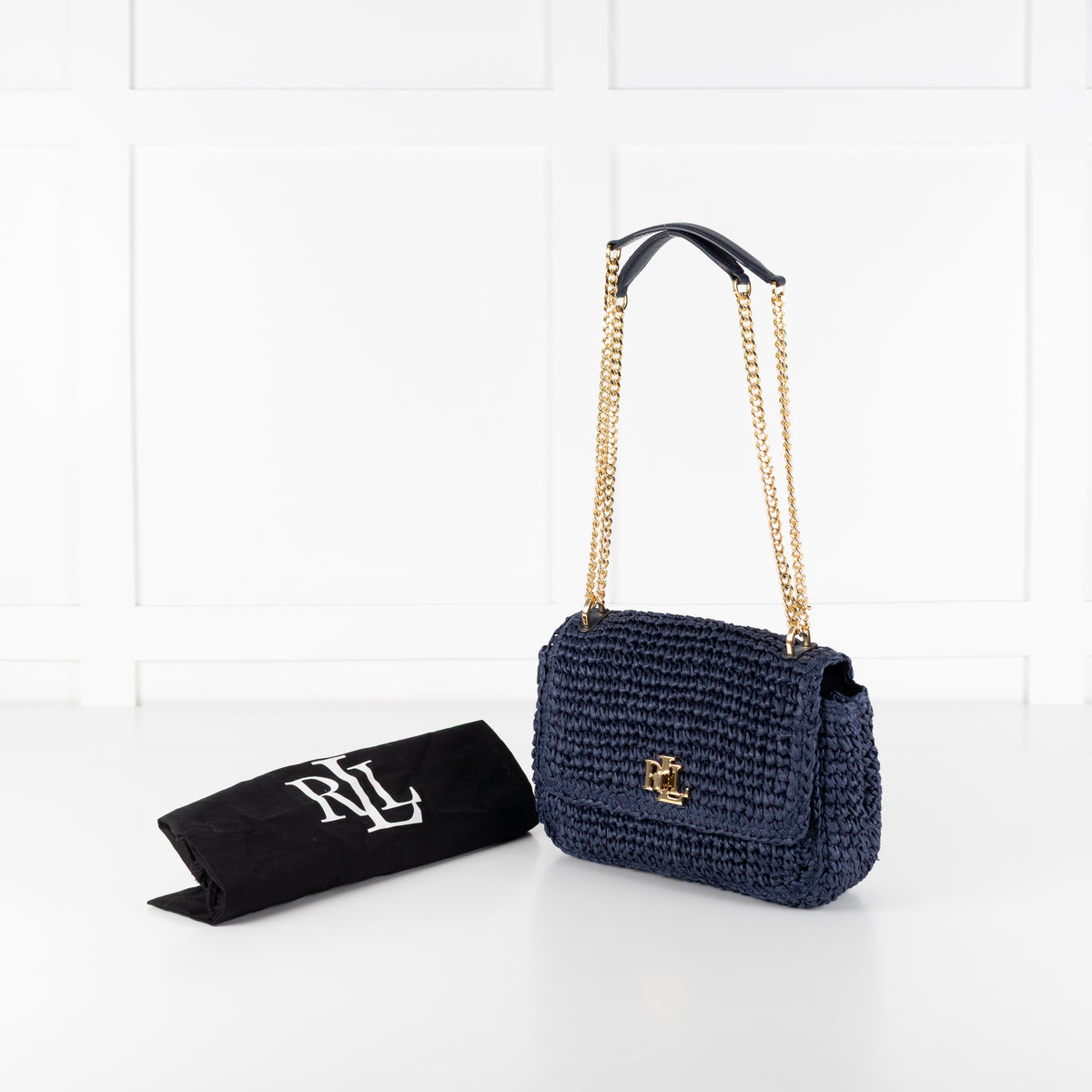 Lauren by Ralph Lauren Navy Raffia Crossbody