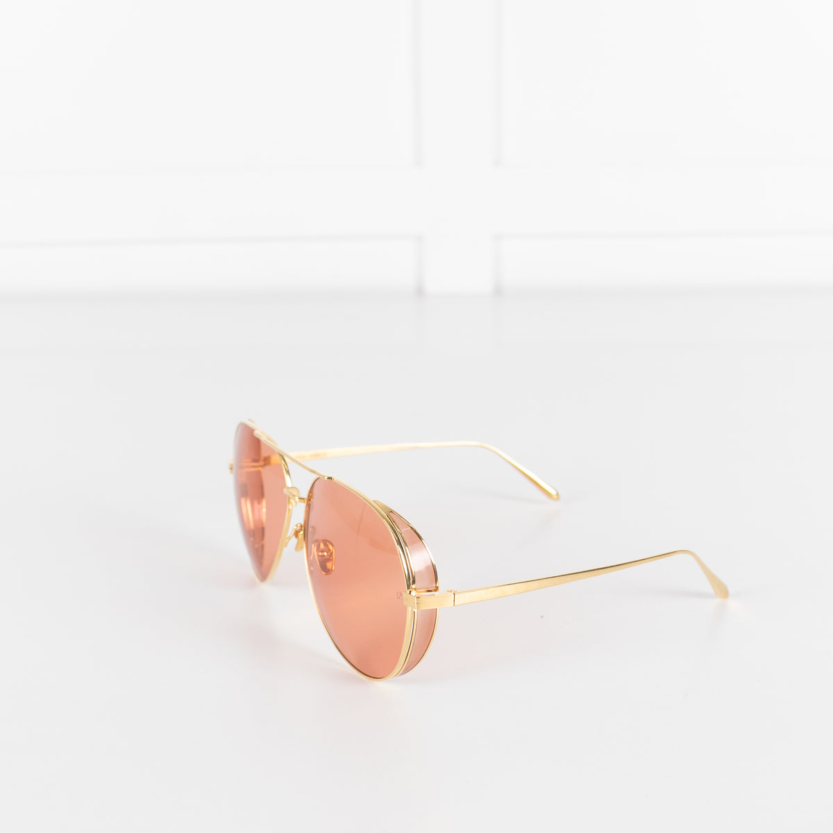 Linda Farrow Oversized Titanium Aviator Frame with Rose Coloured Lense