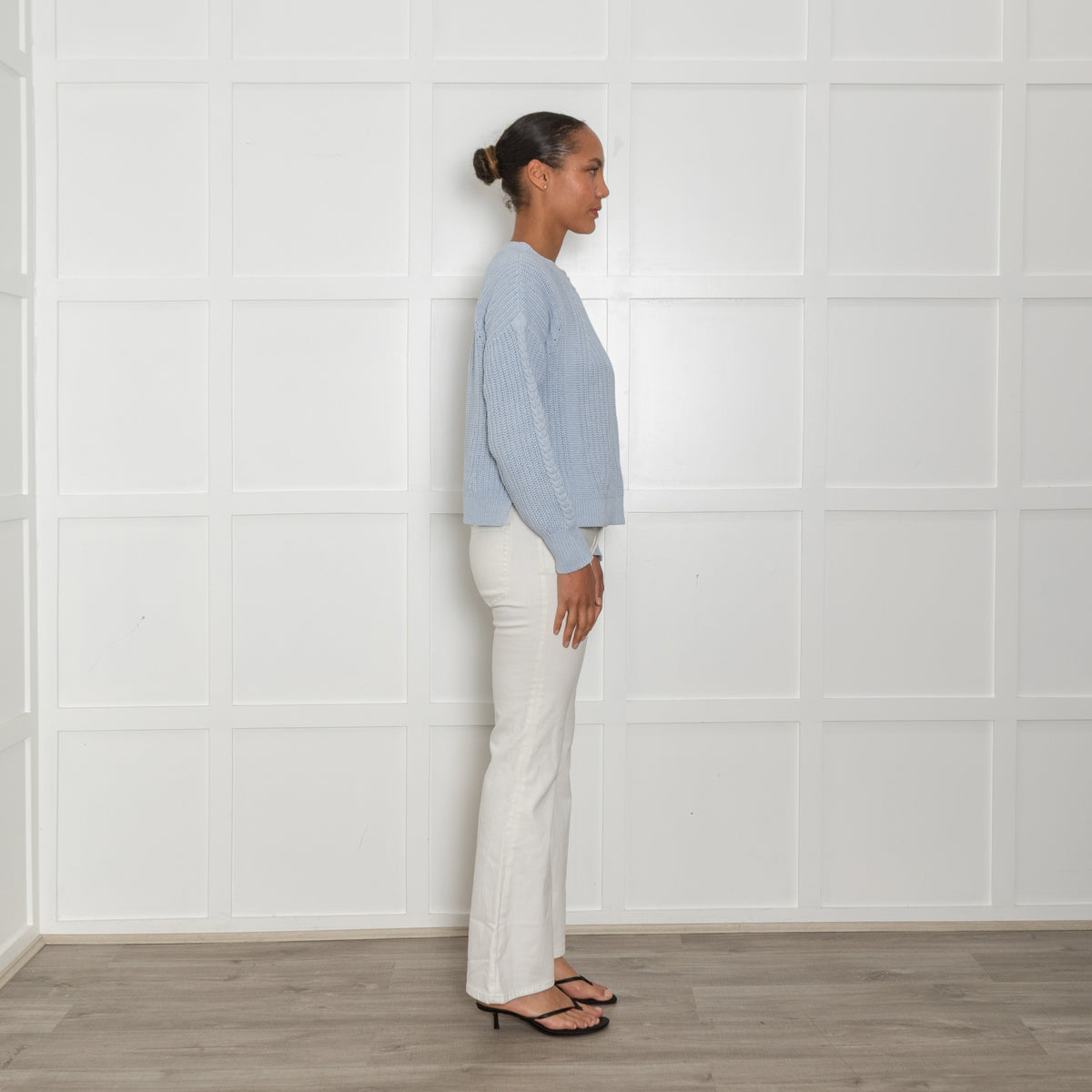 Wrap London Pale Blue Ribbed Cotton Sweater