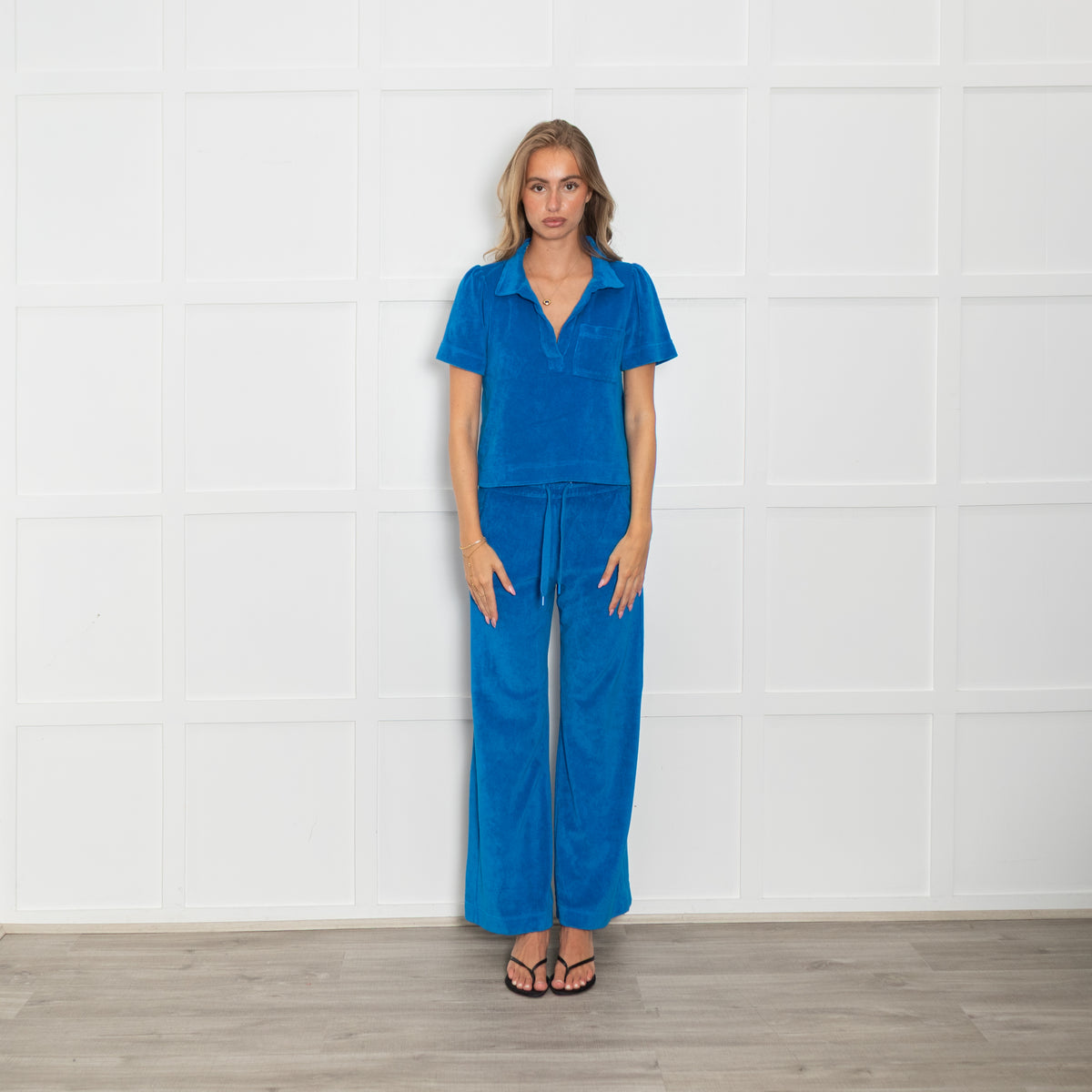 Me + Em Turquoise Towelling Wide Leg Trousers