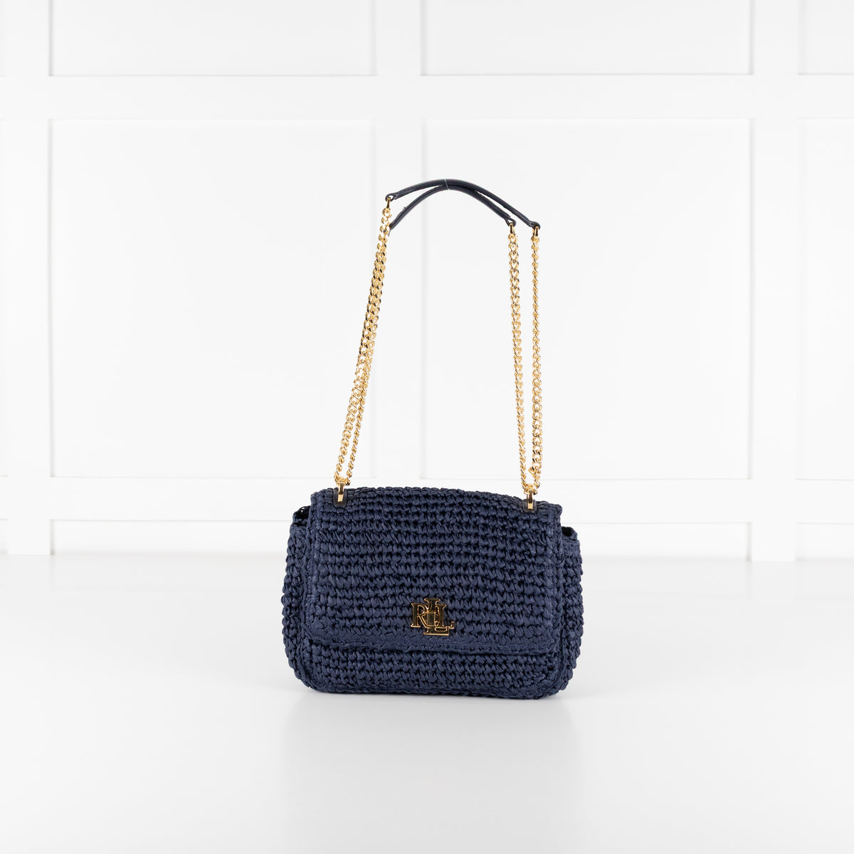Lauren by Ralph Lauren Navy Raffia Crossbody
