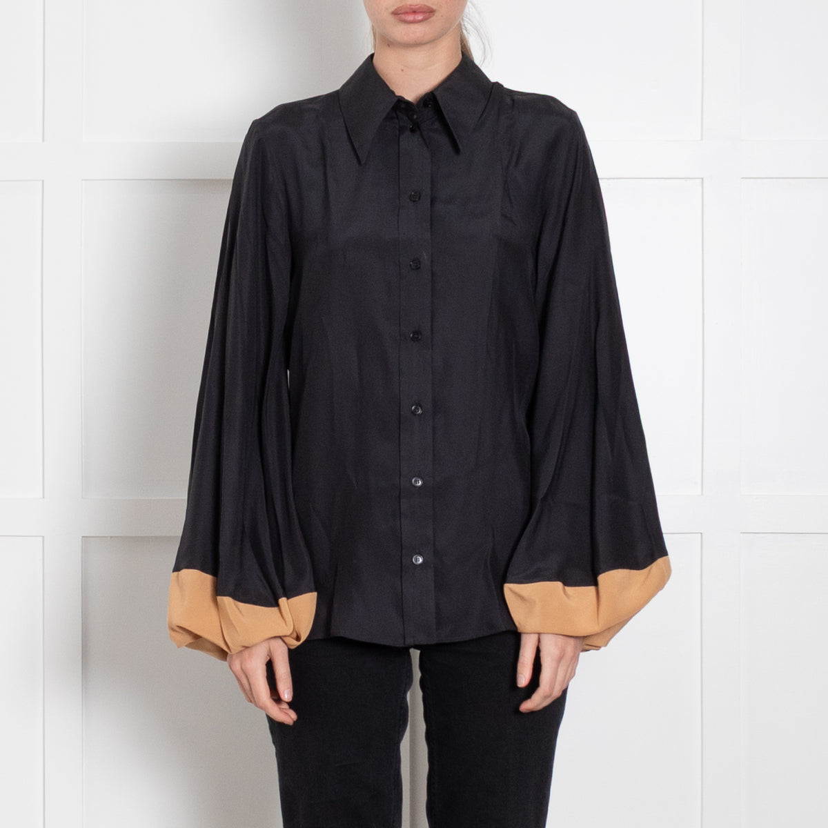 Stella McCartney Black Brown Silk Blouse