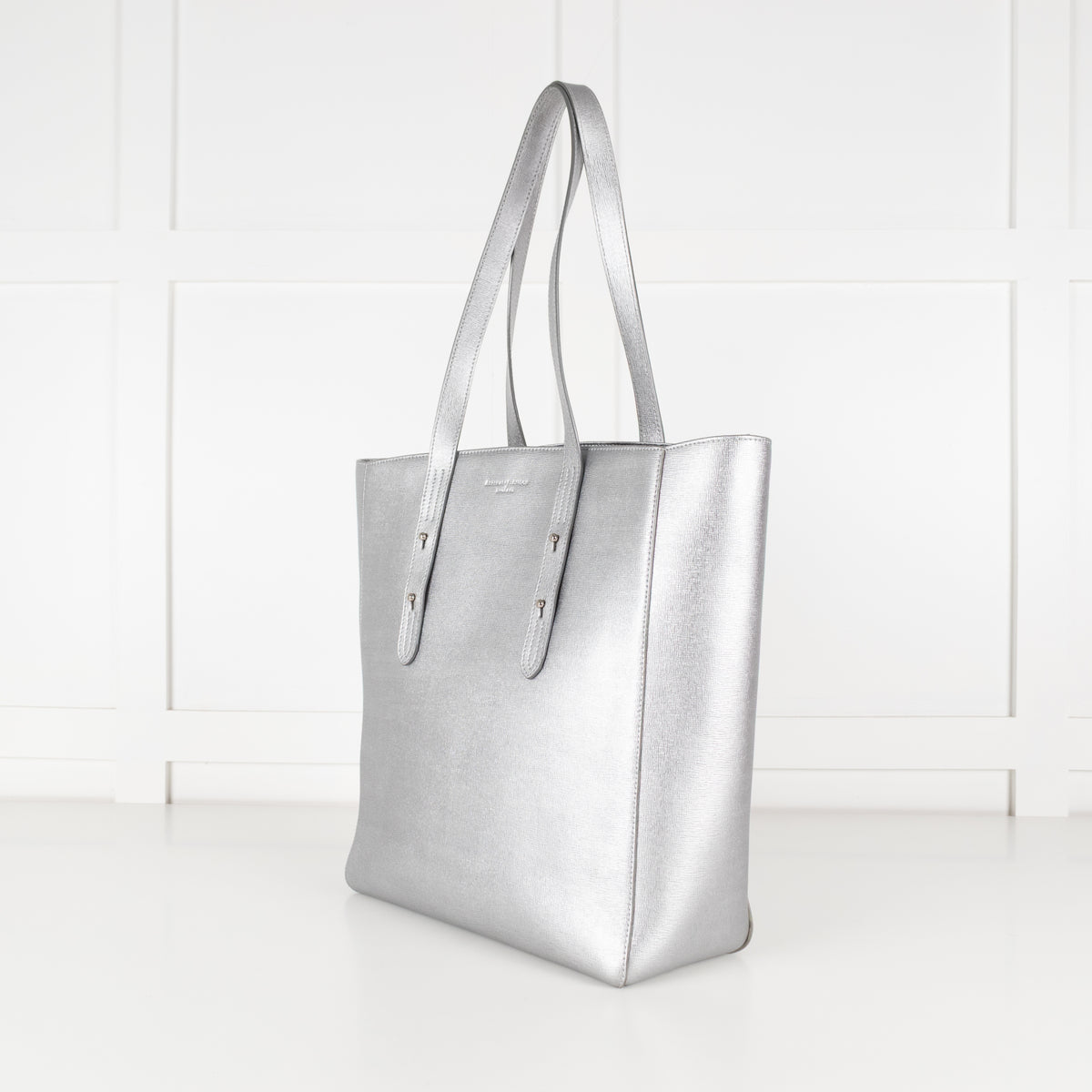 Aspinal of London Silver Leather Tote Bag