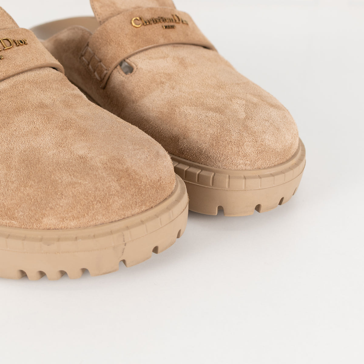 Christian Dior Beige Suede Christian Boy Slip On Mules