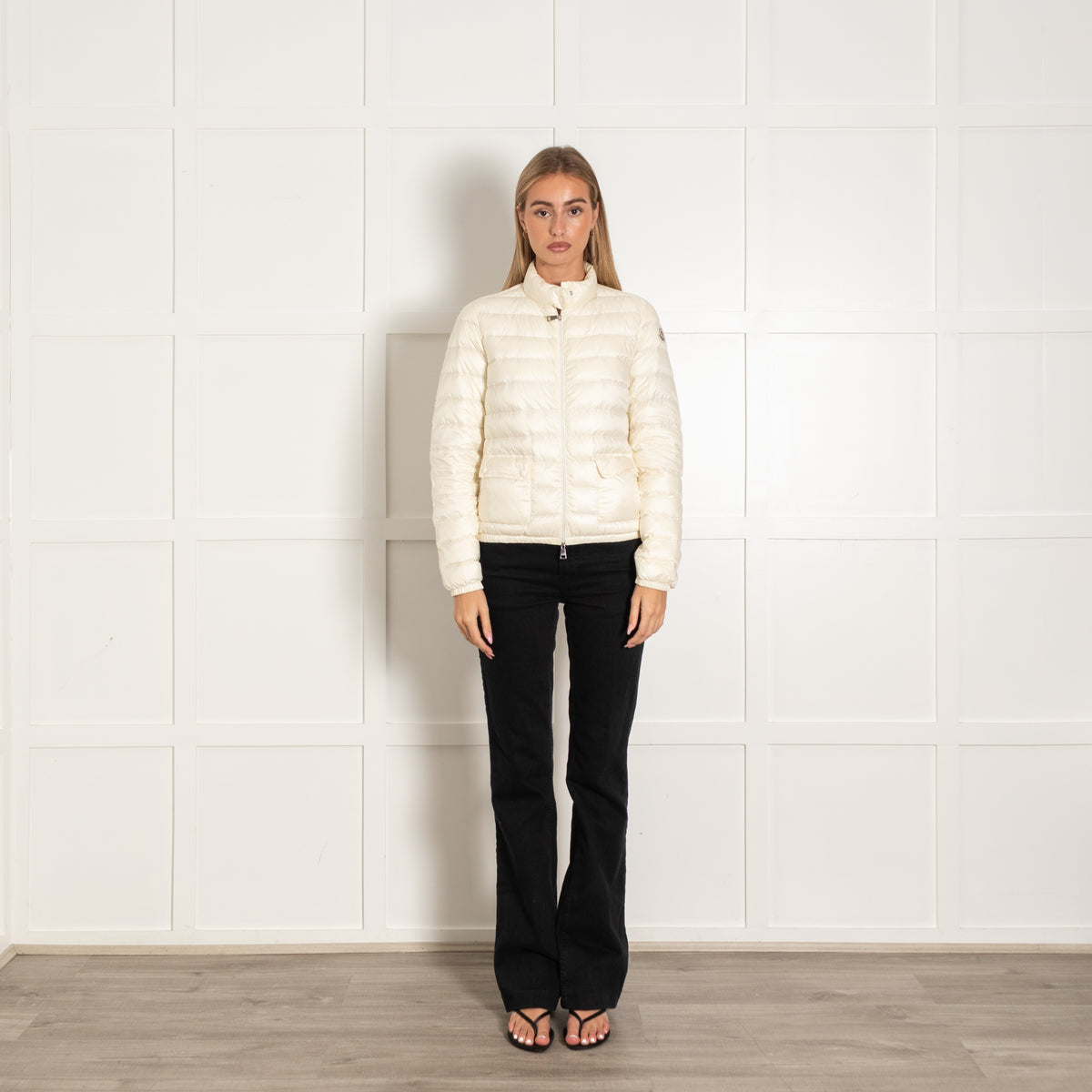 Moncler Cream Zip Up Light Weight Puffer Jacket