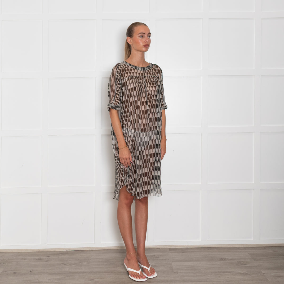 Isabel Marant Etoile Black White Geometric Print Tunic Dress