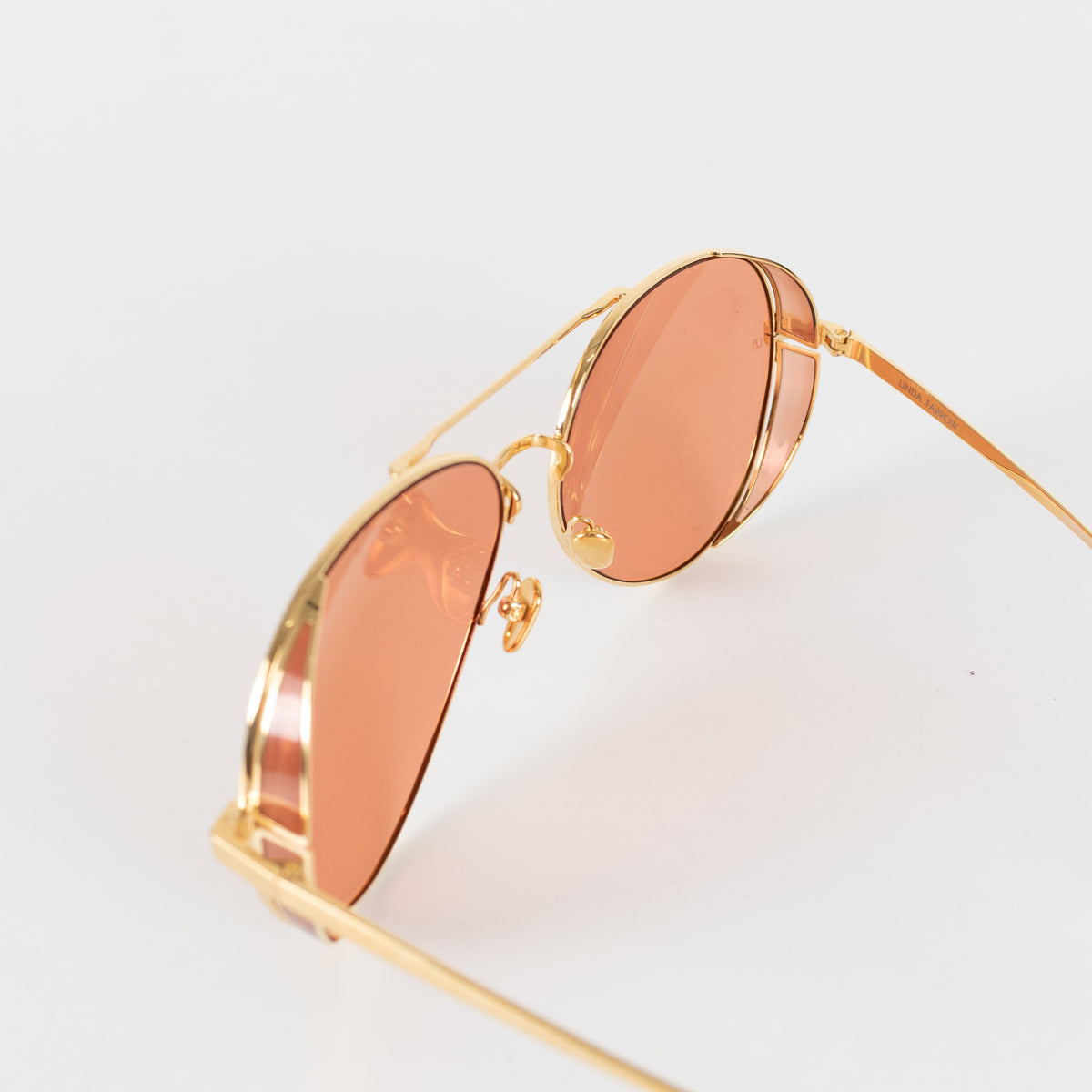 Linda Farrow Oversized Titanium Aviator Frame with Rose Coloured Lense