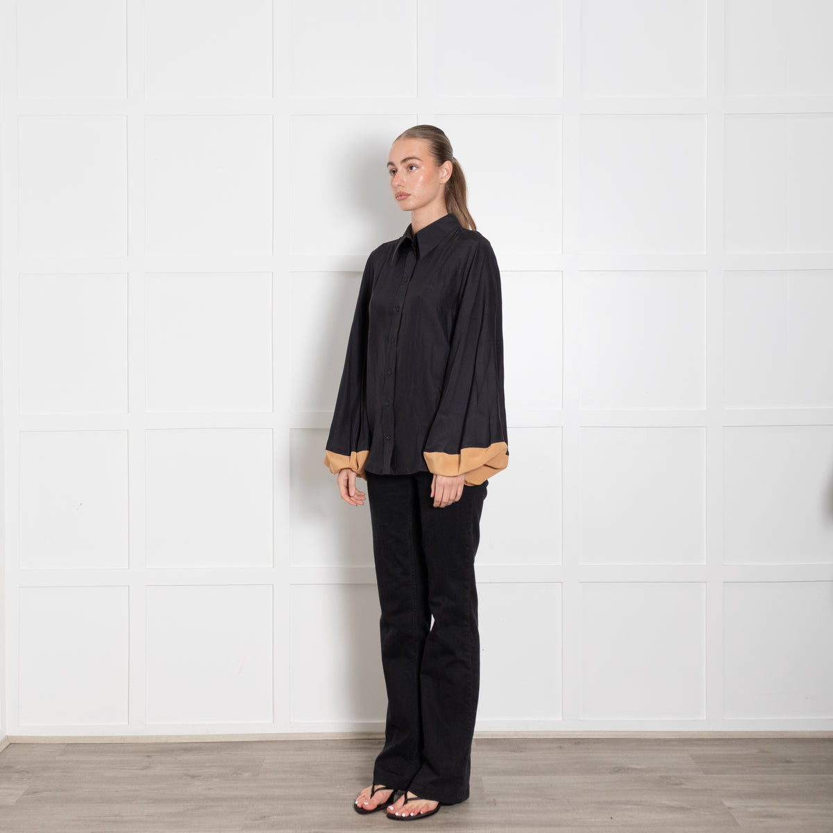 Stella McCartney Black Brown Silk Blouse