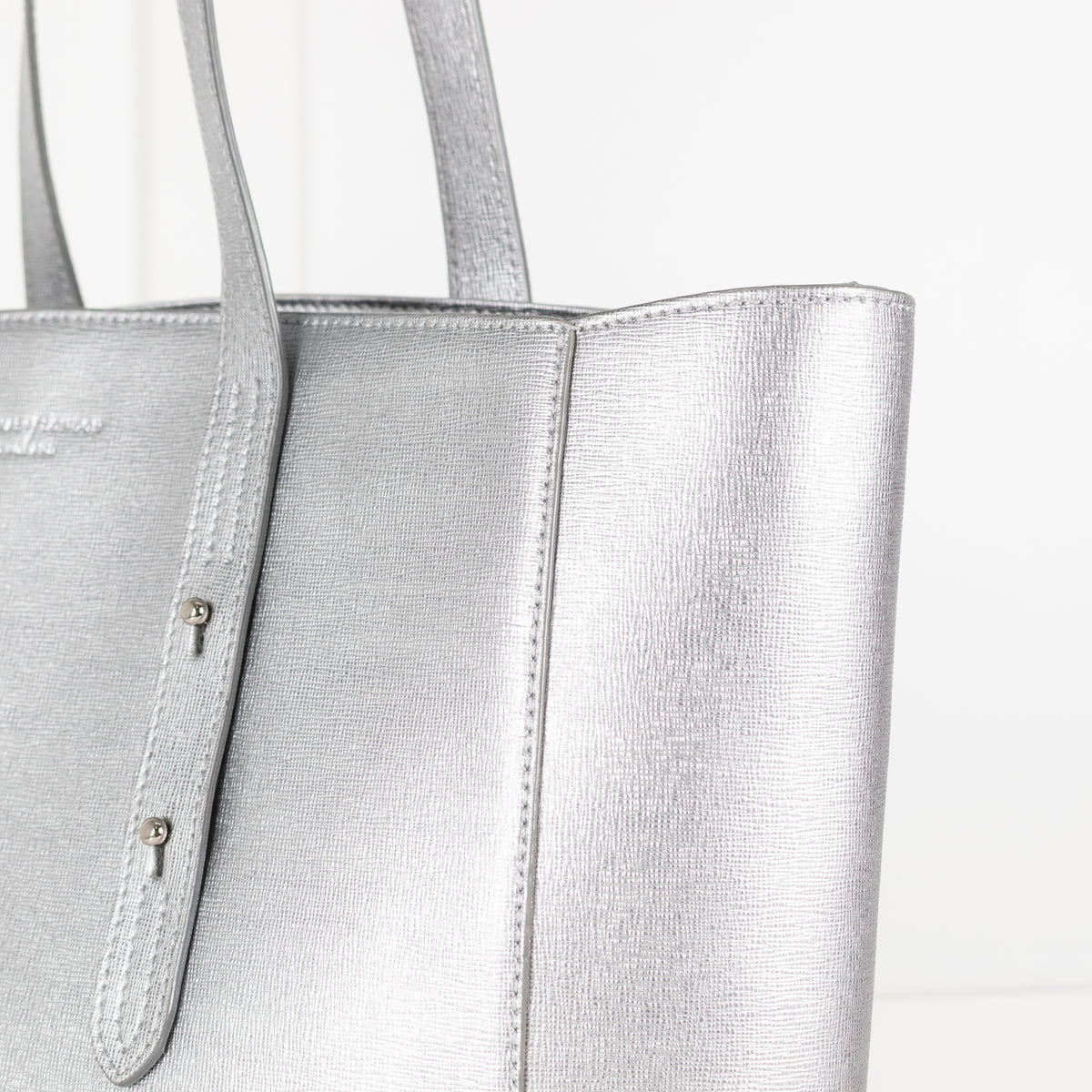 Aspinal of London Silver Leather Tote Bag