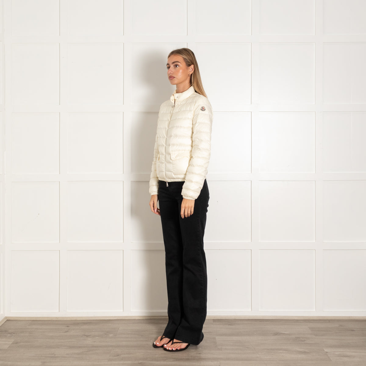 Moncler Cream Zip Up Light Weight Puffer Jacket