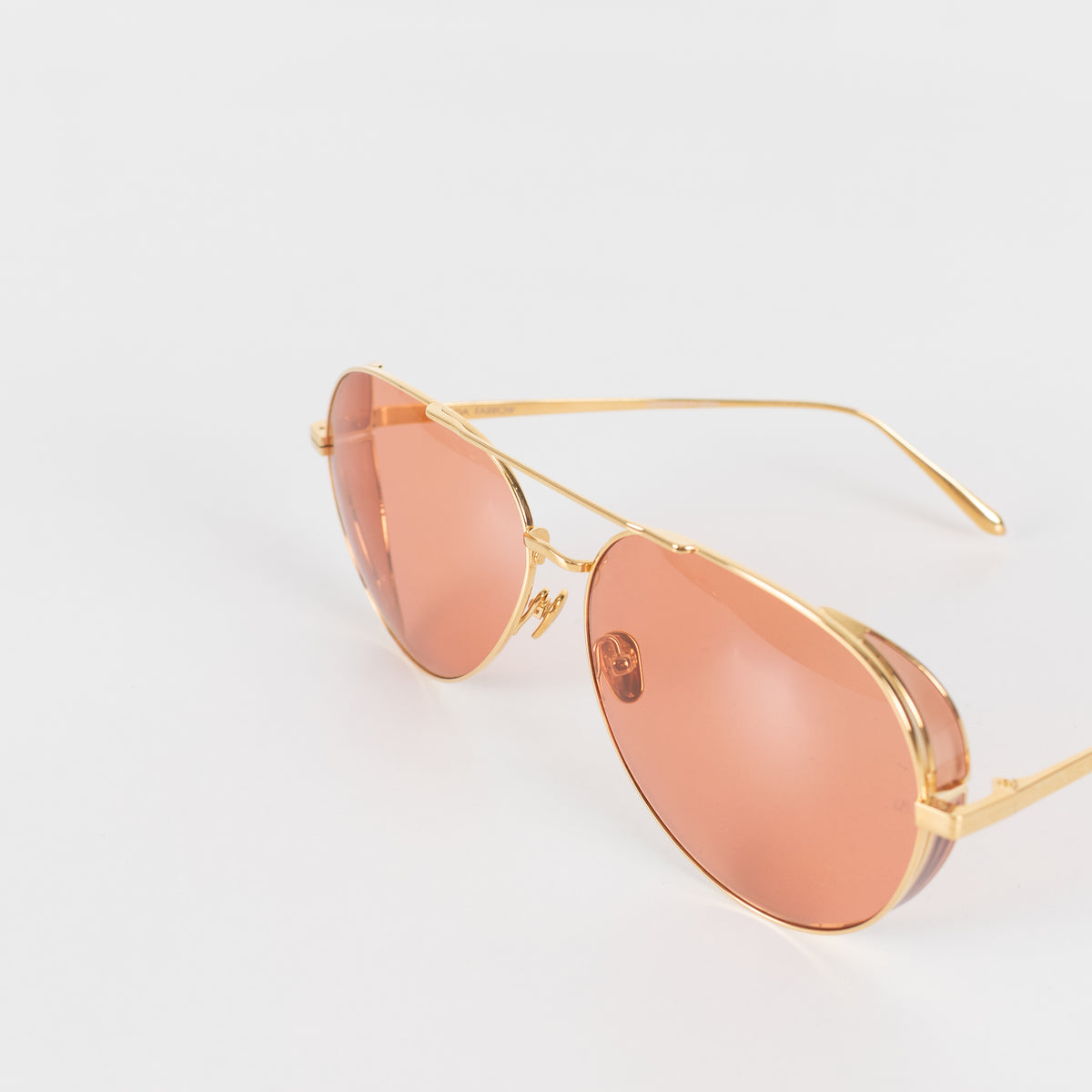 Linda Farrow Oversized Titanium Aviator Frame with Rose Coloured Lense