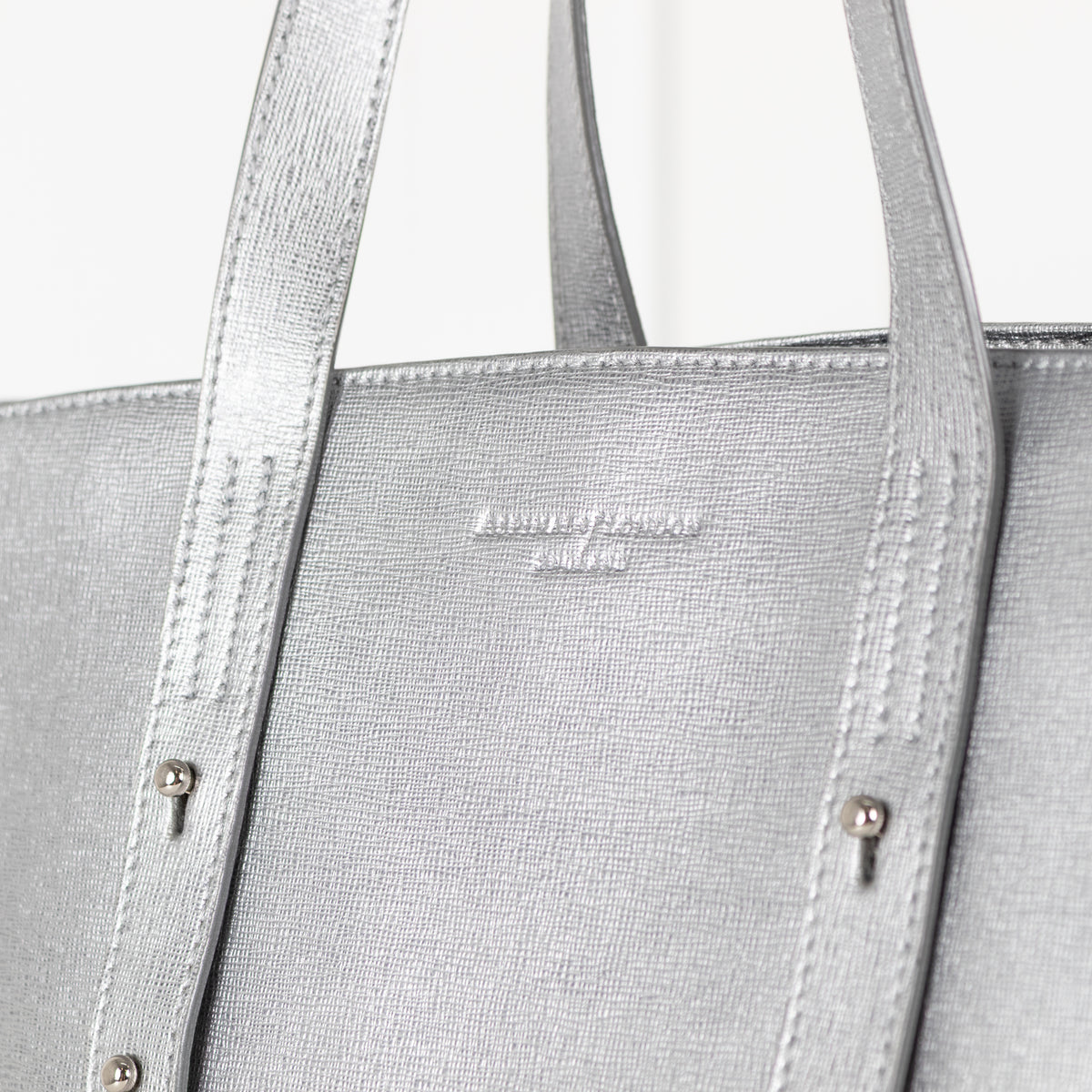Aspinal of London Silver Leather Tote Bag