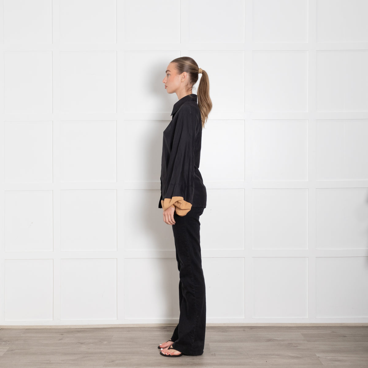 Stella McCartney Black Brown Silk Blouse
