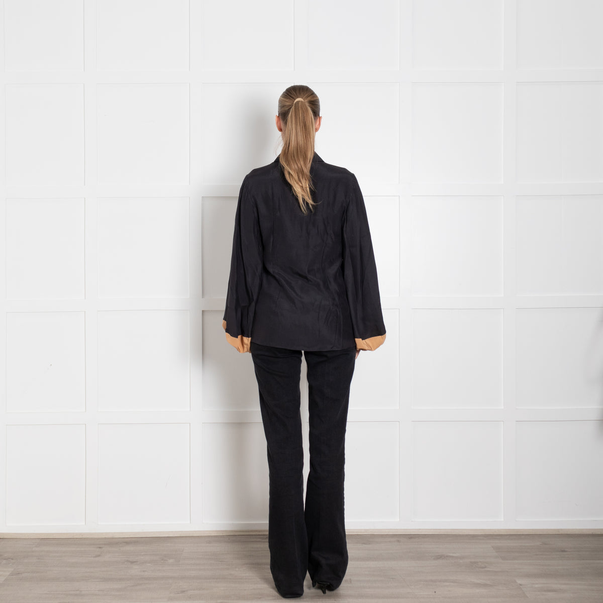Stella McCartney Black Brown Silk Blouse