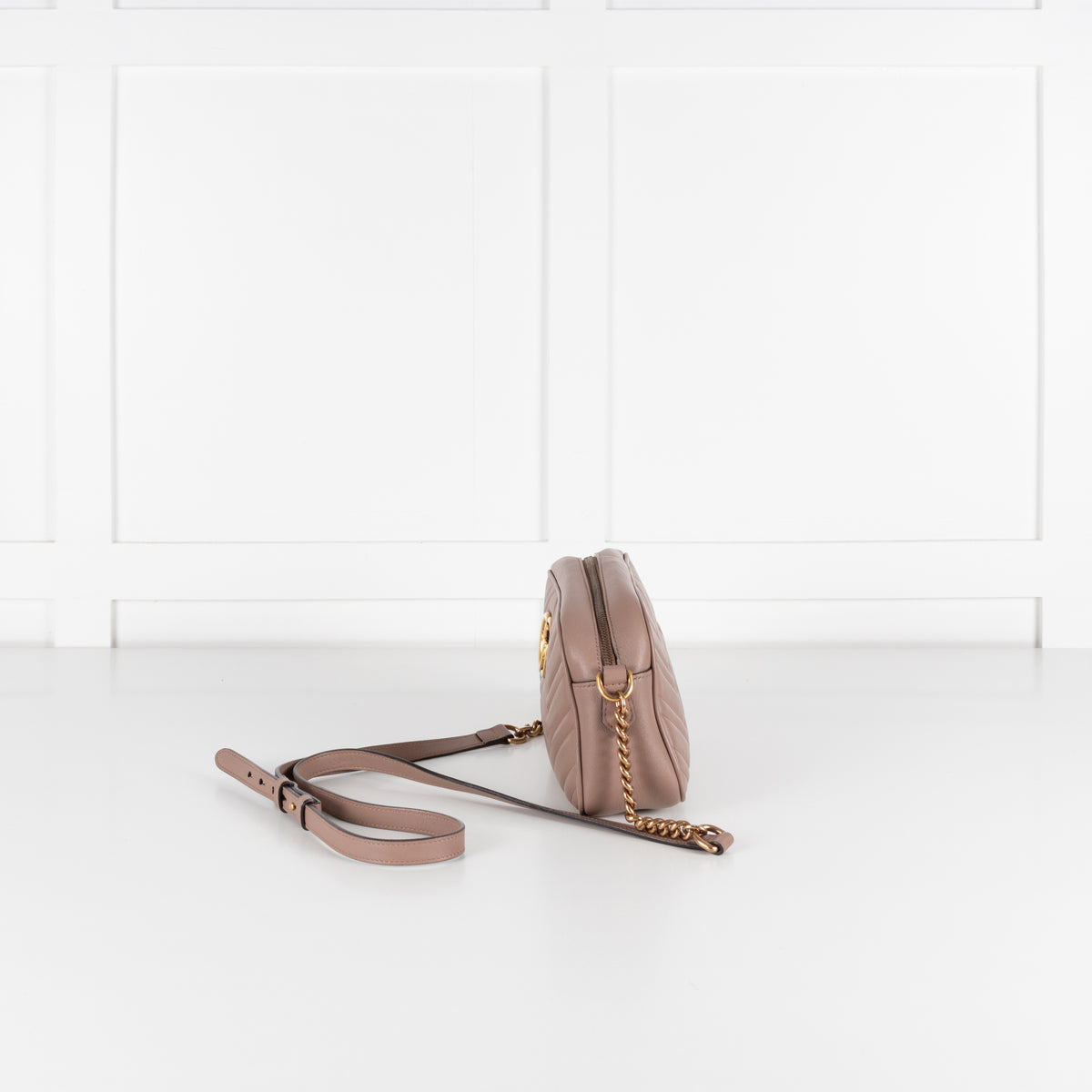Gucci Beige Taupe Leather Small Marmont Crossbody Bag