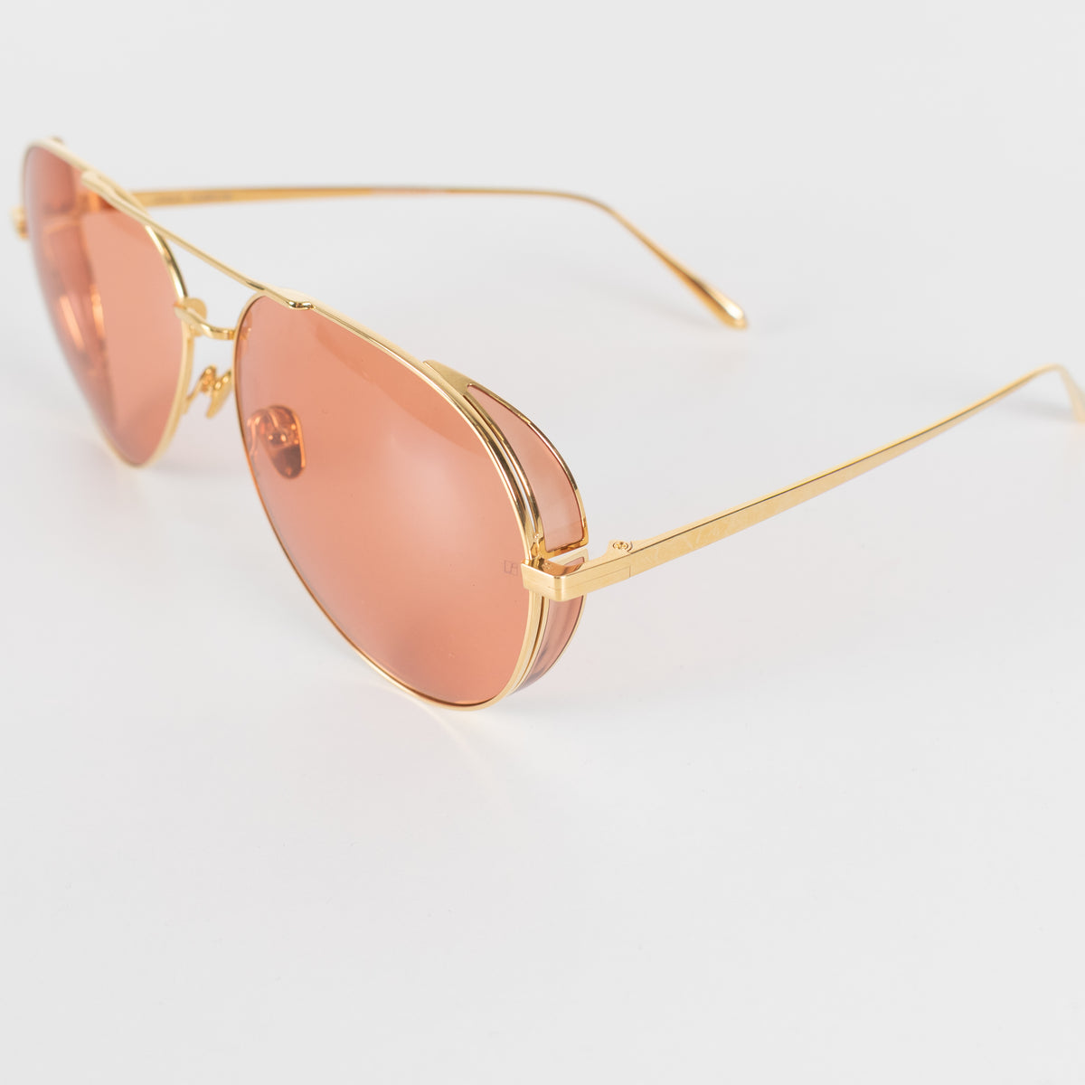Linda Farrow Oversized Titanium Aviator Frame with Rose Coloured Lense