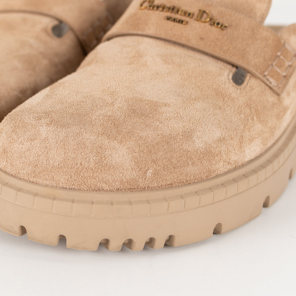 Christian Dior Beige Suede Christian Boy Slip On Mules