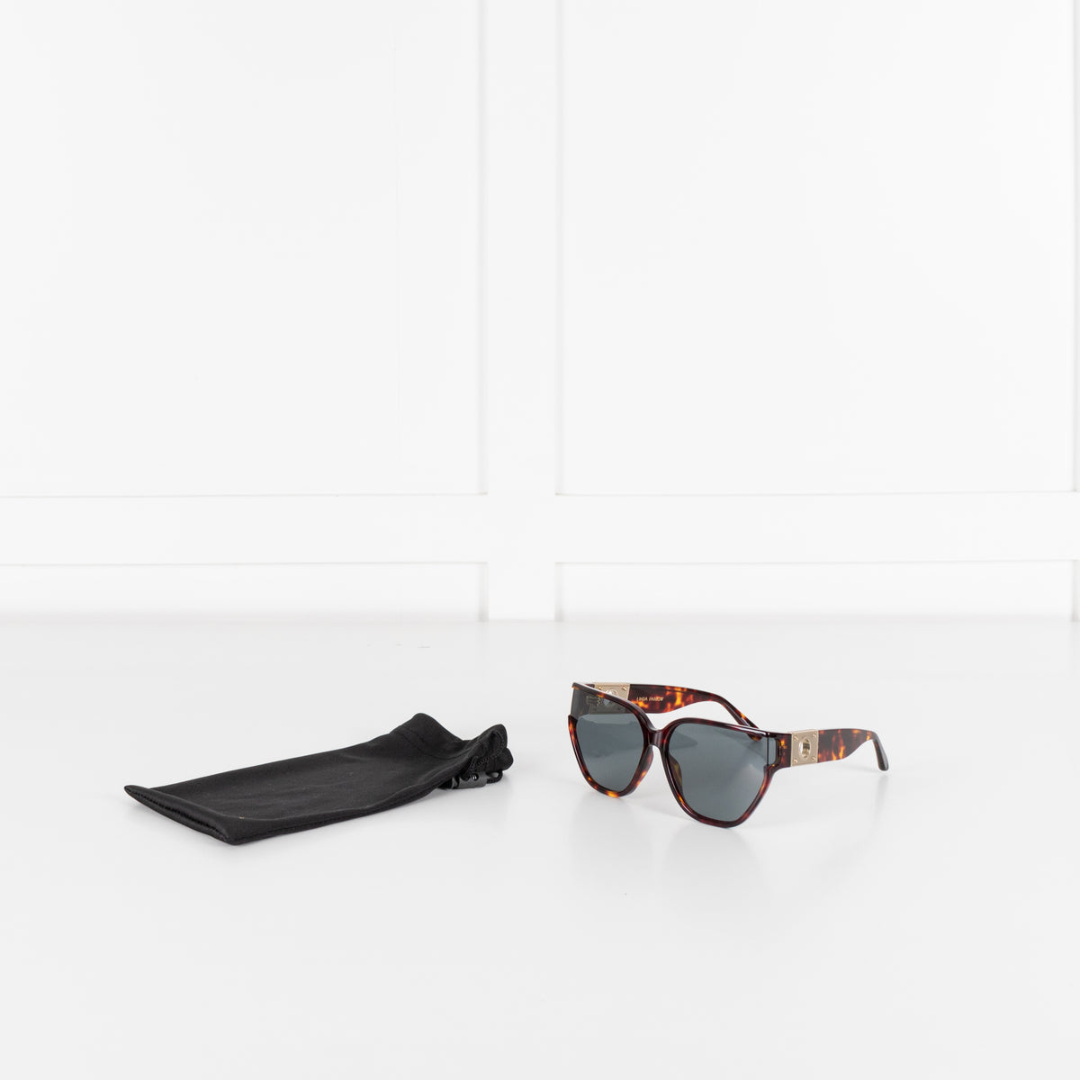 Linda Farrow Sabine Acetate Tortoise Shell Sunglasses