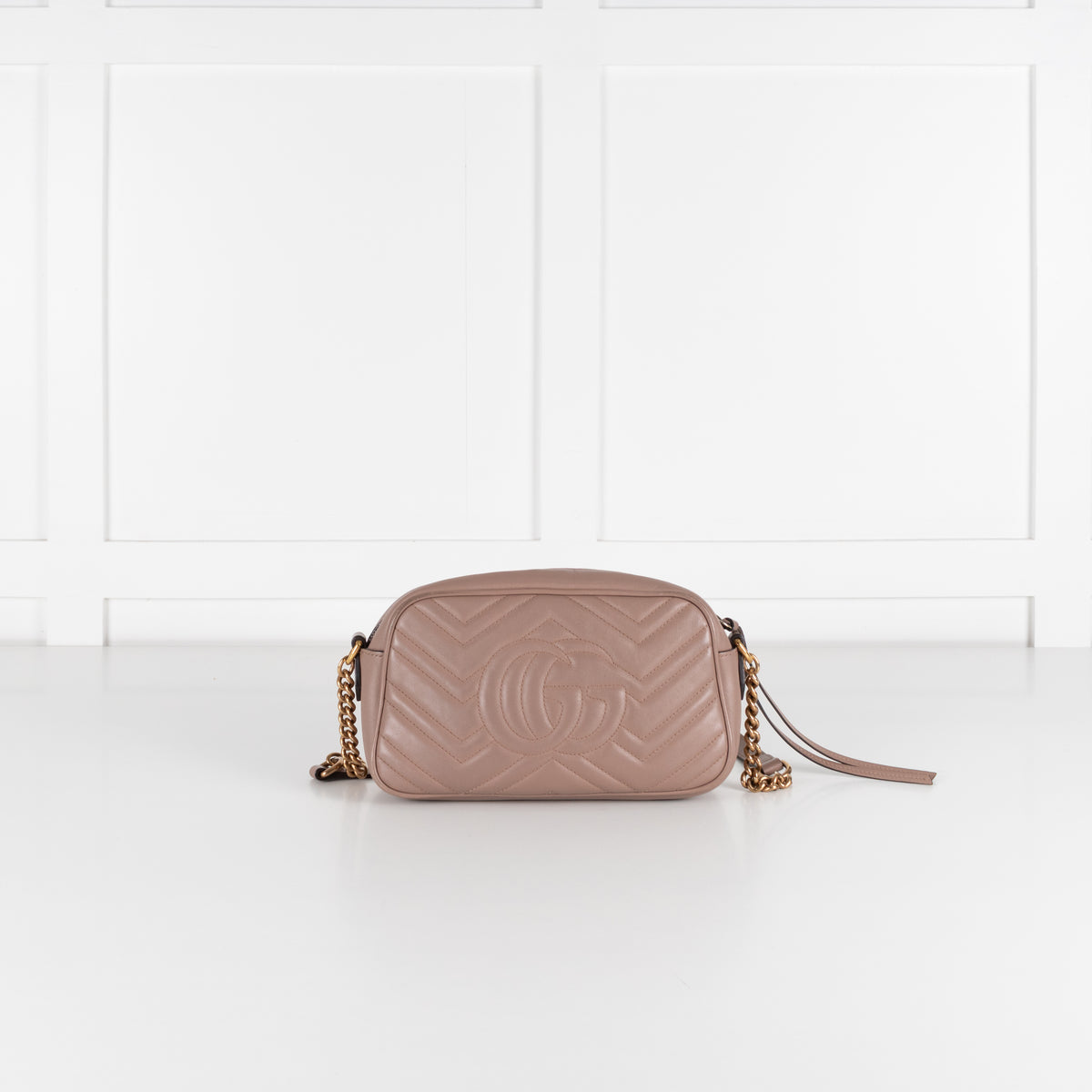 Gucci Beige Taupe Leather Small Marmont Crossbody Bag