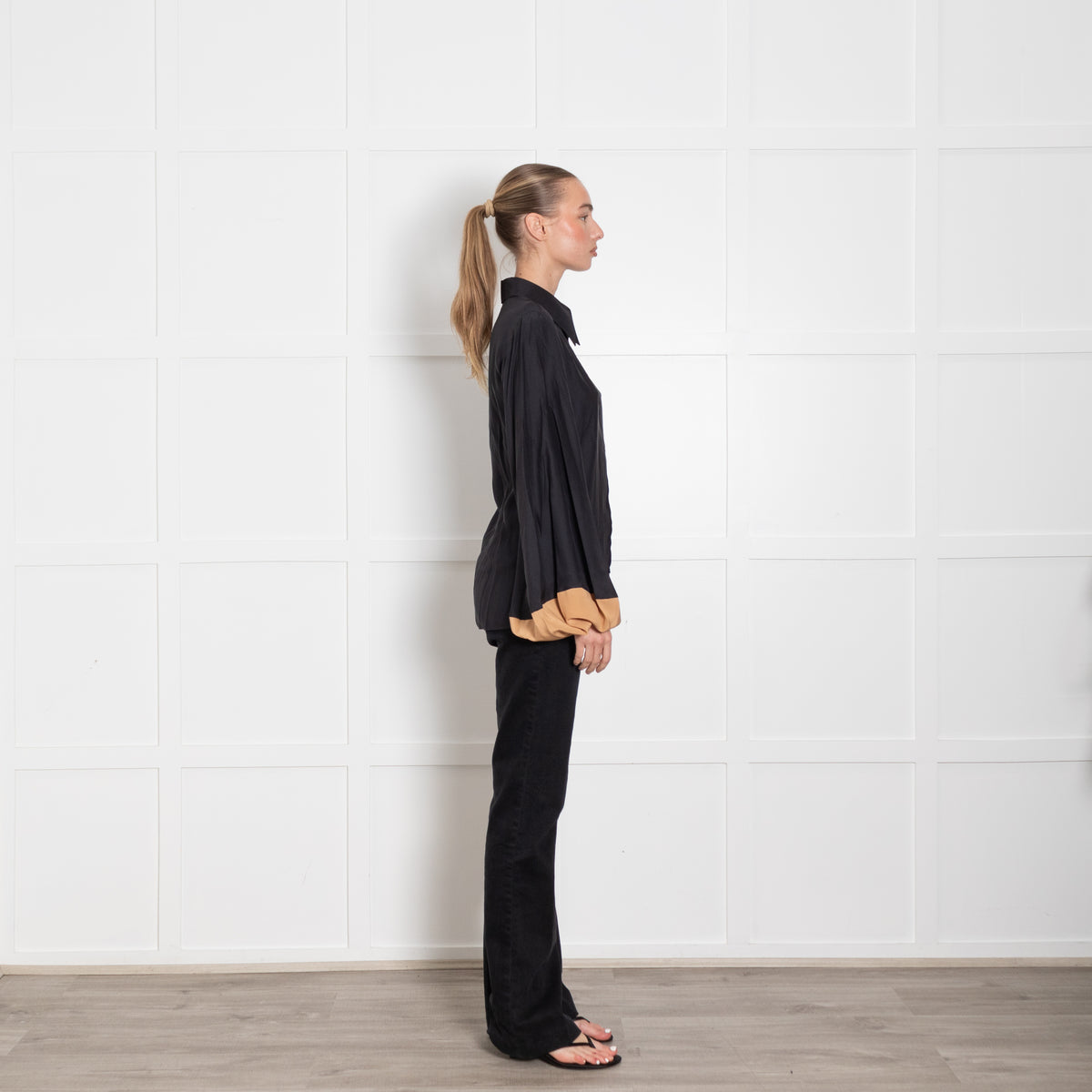 Stella McCartney Black Brown Silk Blouse