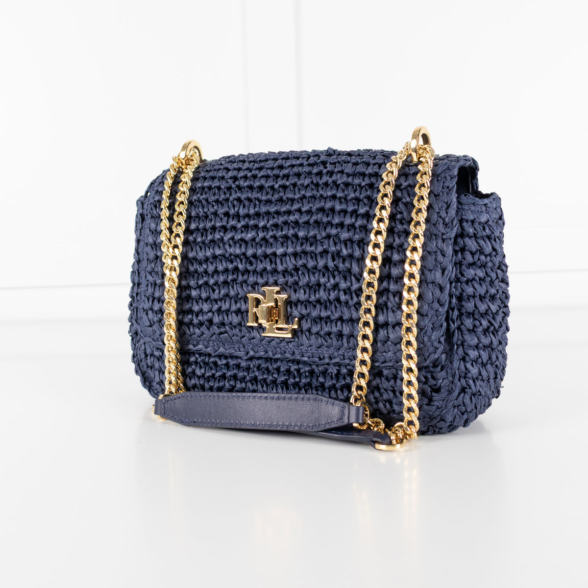 Lauren by Ralph Lauren Navy Raffia Crossbody