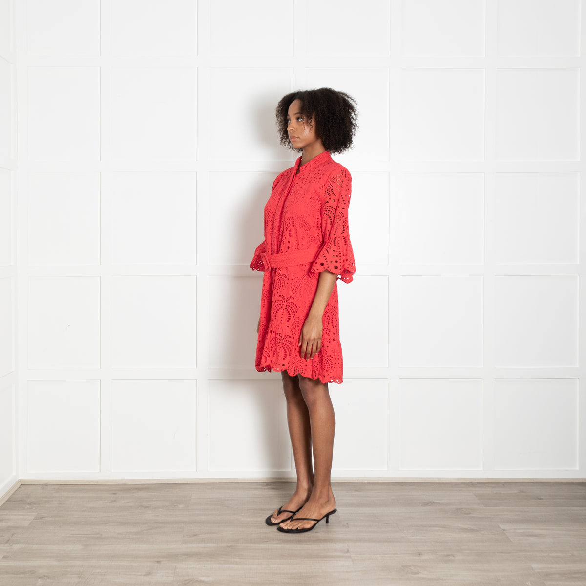 Farm Rio Coral Broderie Mini Dress with Belt