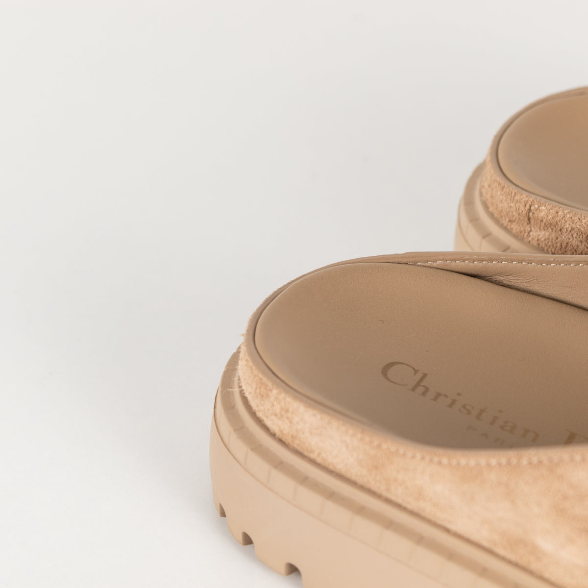 Christian Dior Beige Suede Christian Boy Slip On Mules