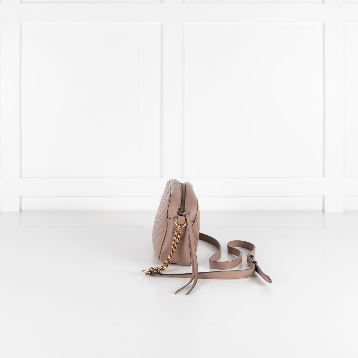 Gucci Beige Taupe Leather Small Marmont Crossbody Bag