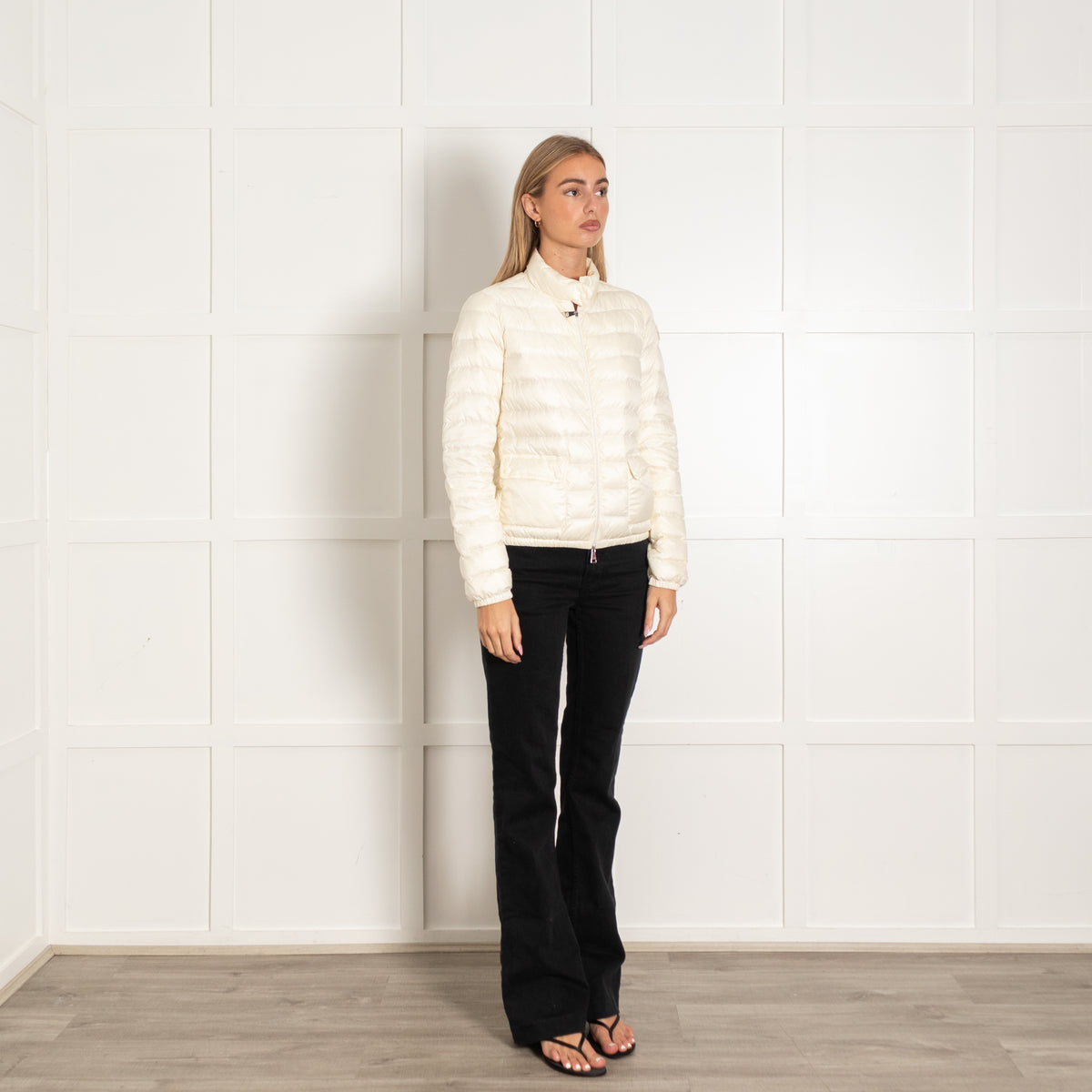 Moncler Cream Zip Up Light Weight Puffer Jacket