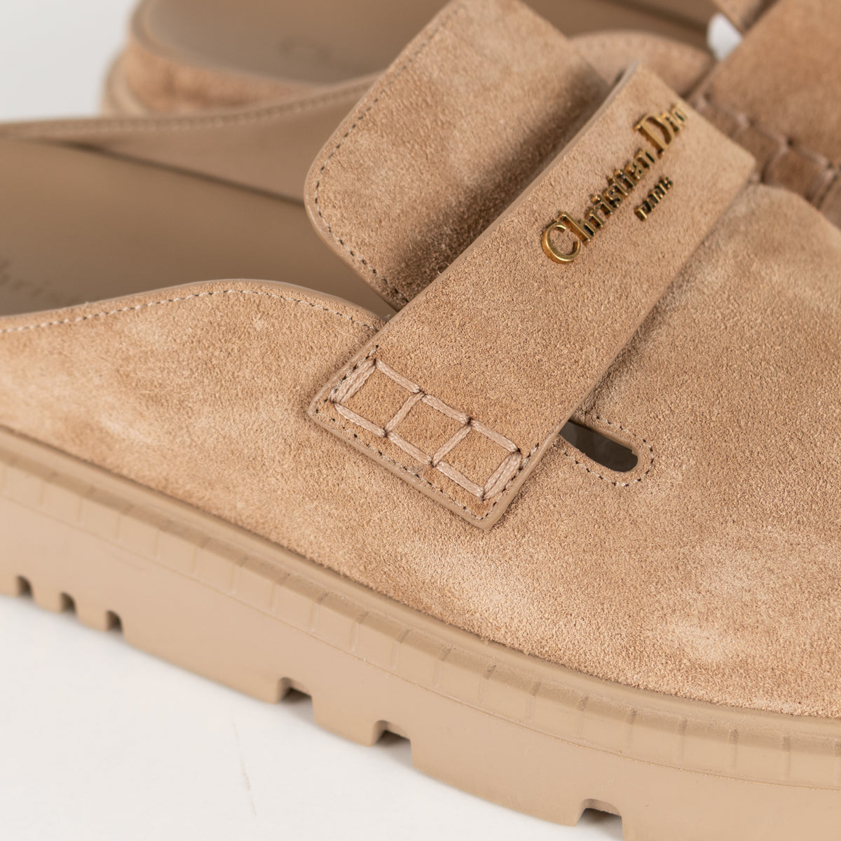Christian Dior Beige Suede Christian Boy Slip On Mules