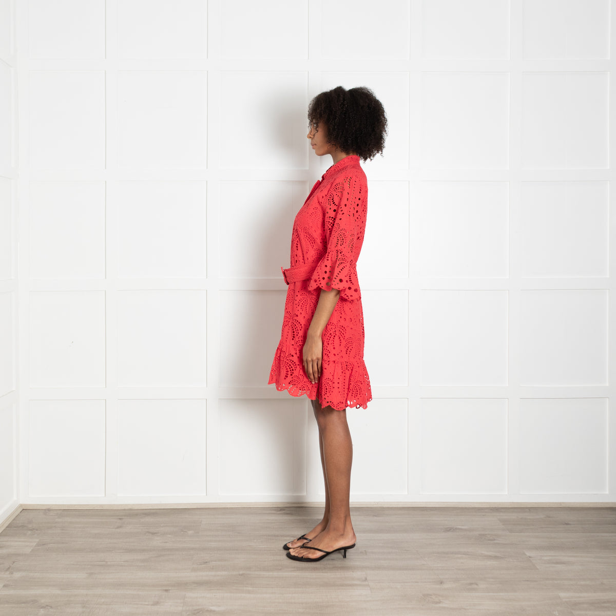 Farm Rio Coral Broderie Mini Dress with Belt
