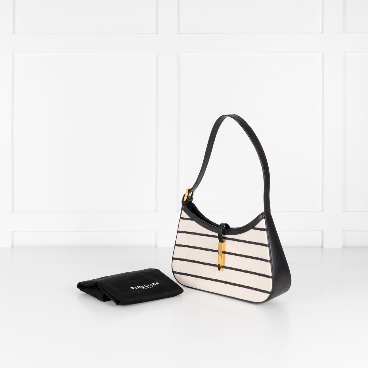 DeMellier Tokyo Striped Shoulder Bag Black