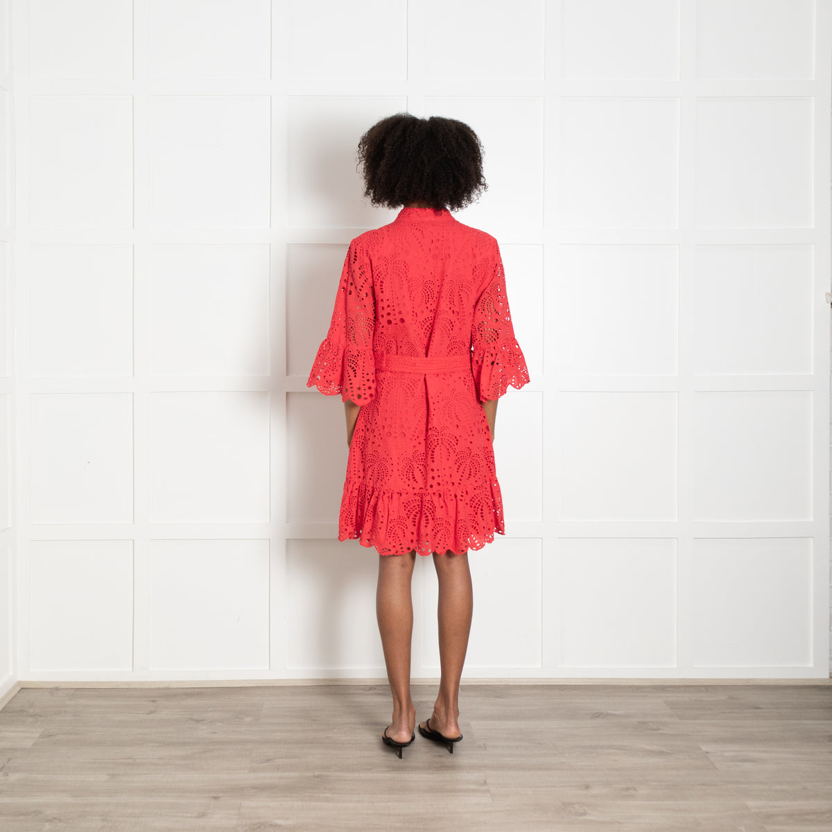 Farm Rio Coral Broderie Mini Dress with Belt