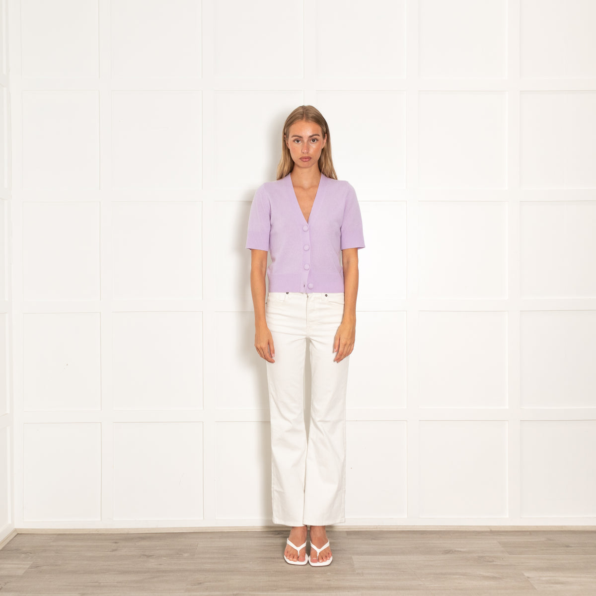 Veronica Beard Purple Short Sleeve Cashmere Cardigan