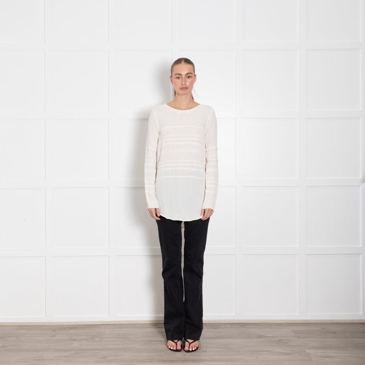 Day Birger et Mikkelson Butter Cream Embroidered Stripe Top