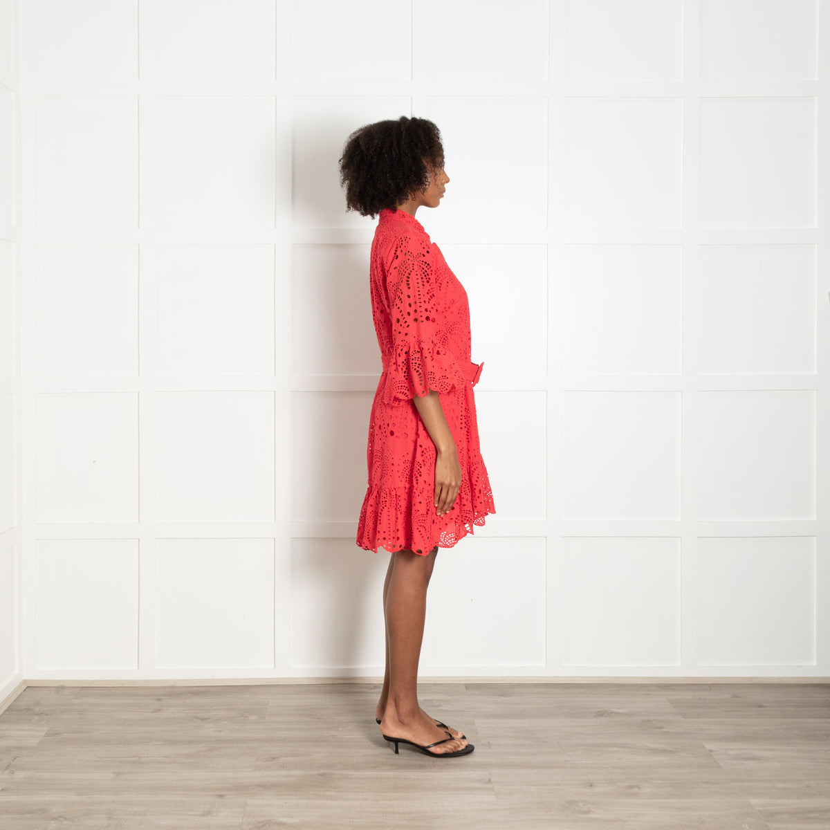 Farm Rio Coral Broderie Mini Dress with Belt