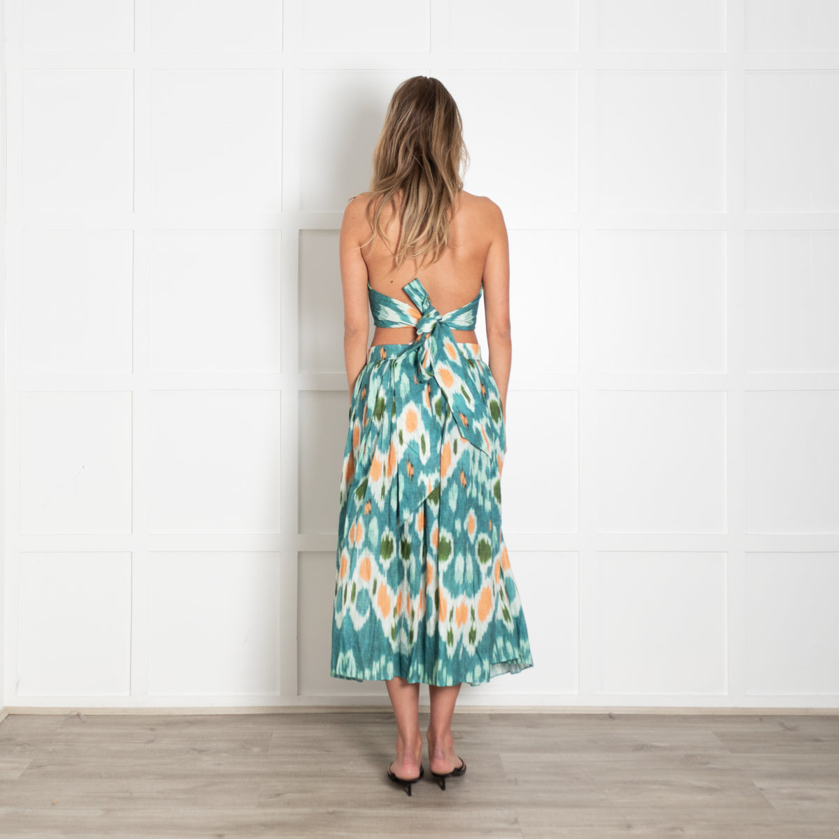 Erdem Blue Green Orange Print Midi Skirt