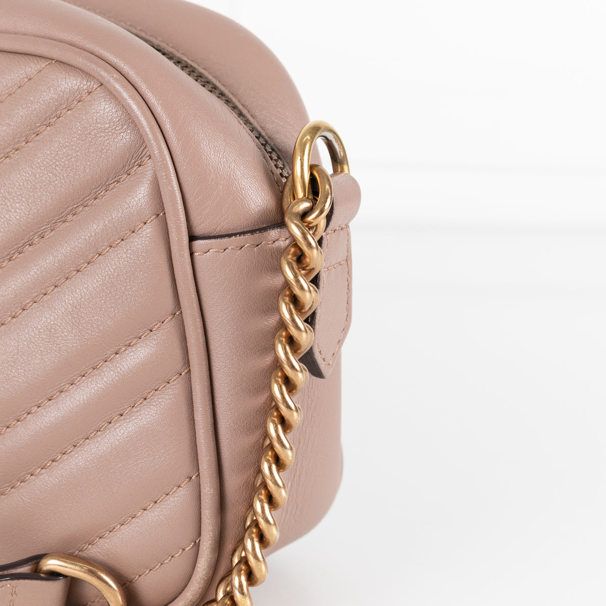 Gucci Beige Taupe Leather Small Marmont Crossbody Bag
