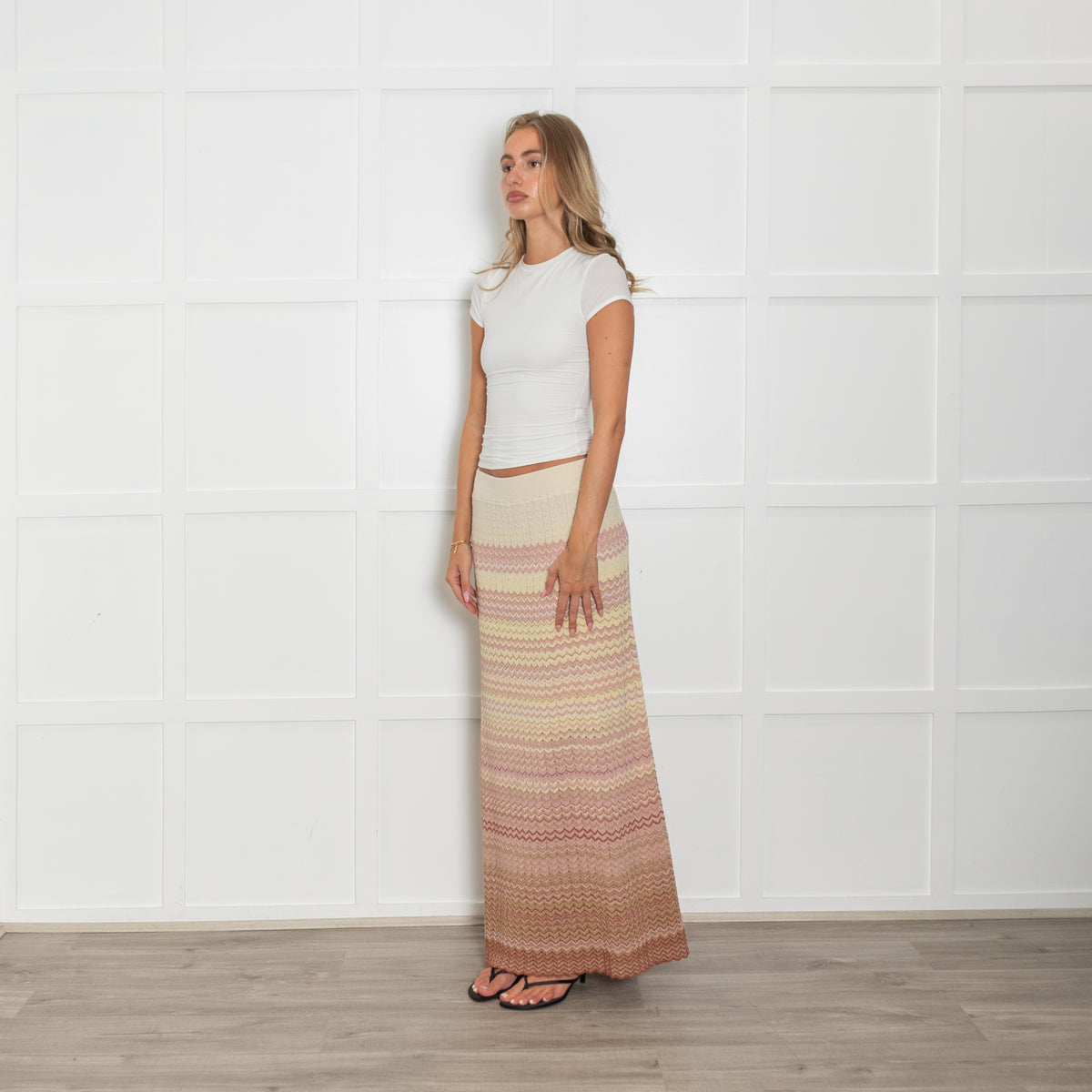 Mos Mosh Powder Pink Zig Zag Fine Knit Skirt