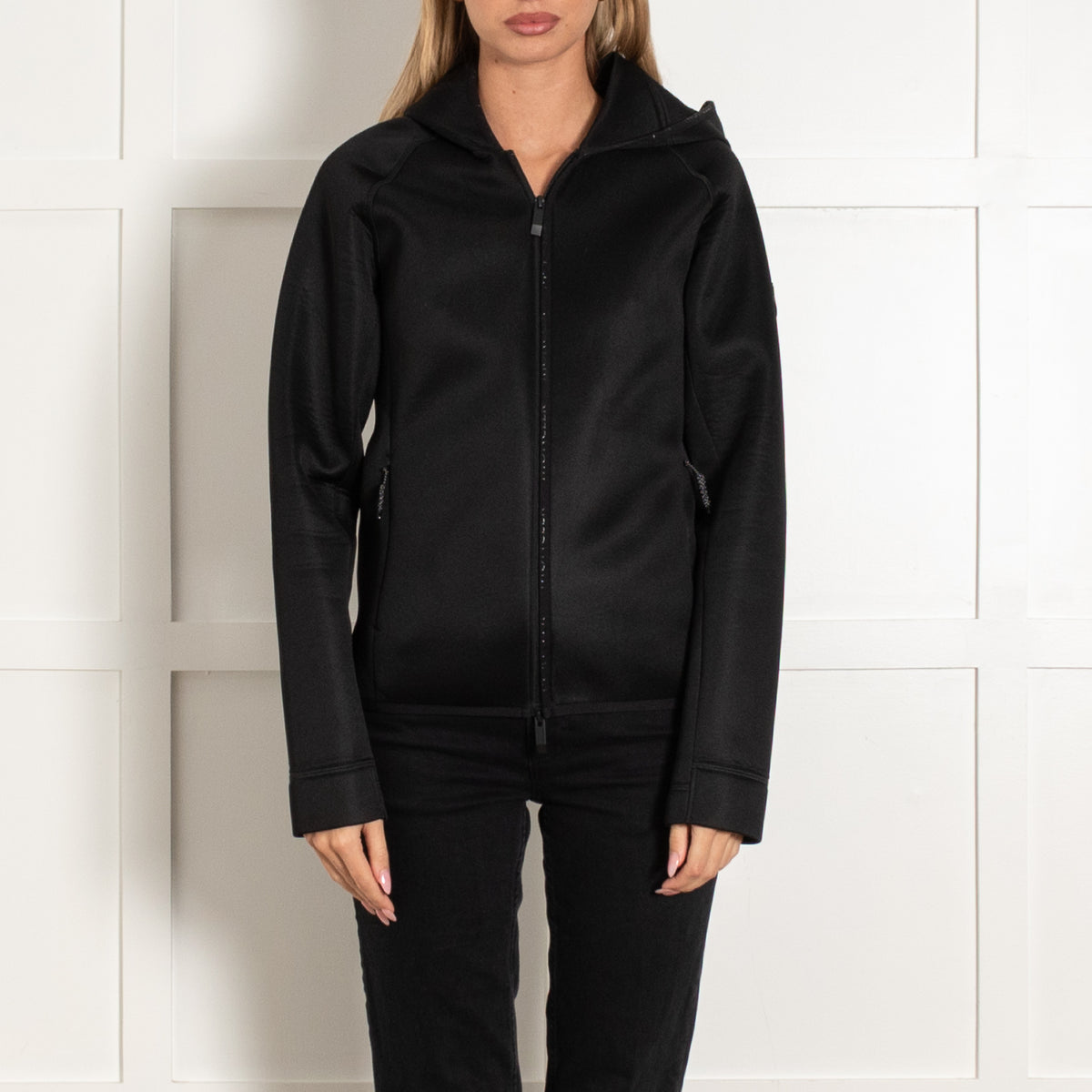 Moncler Black Neoprene Zip Up Hoodie