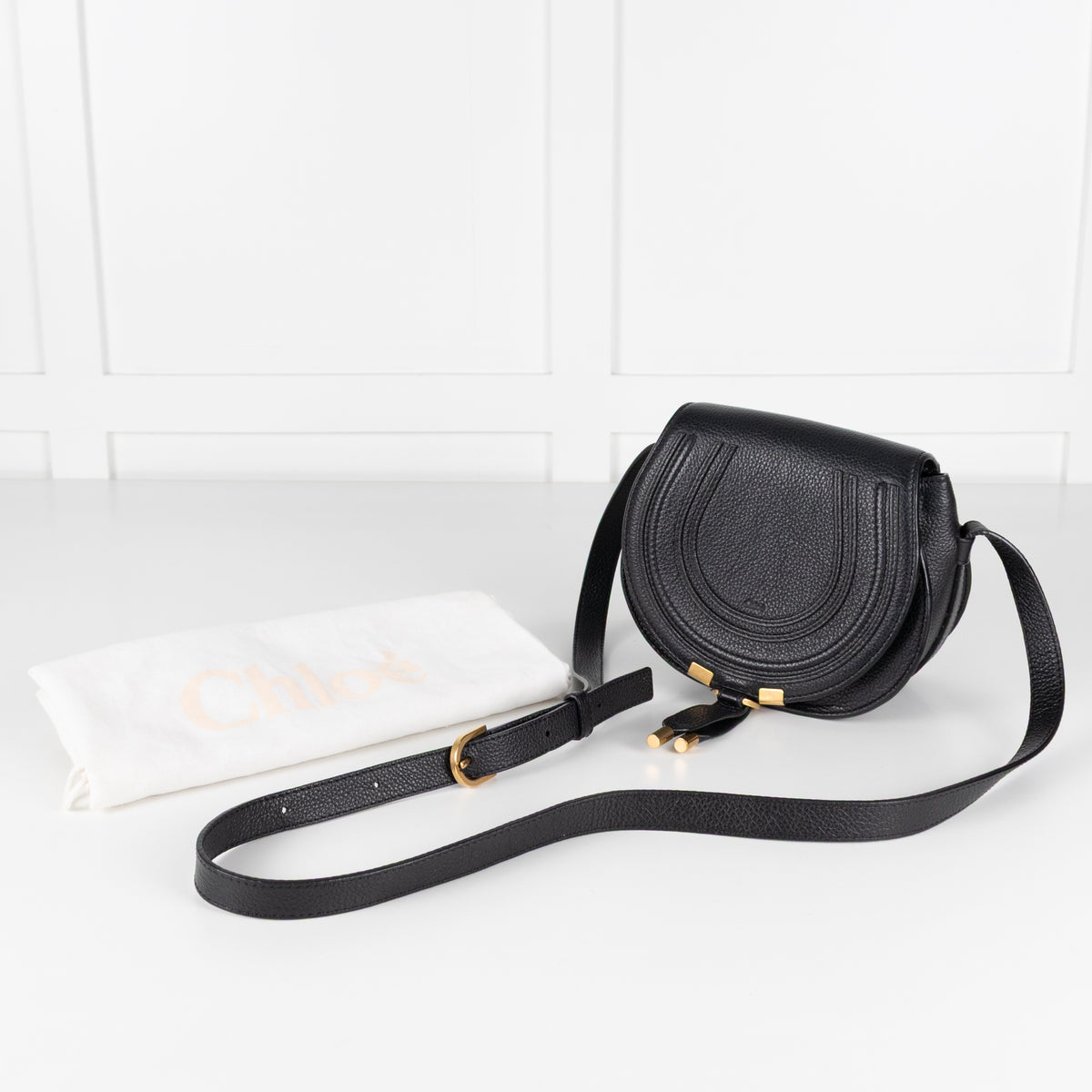 Chloe Black Leather Small Marcie Crossbody
