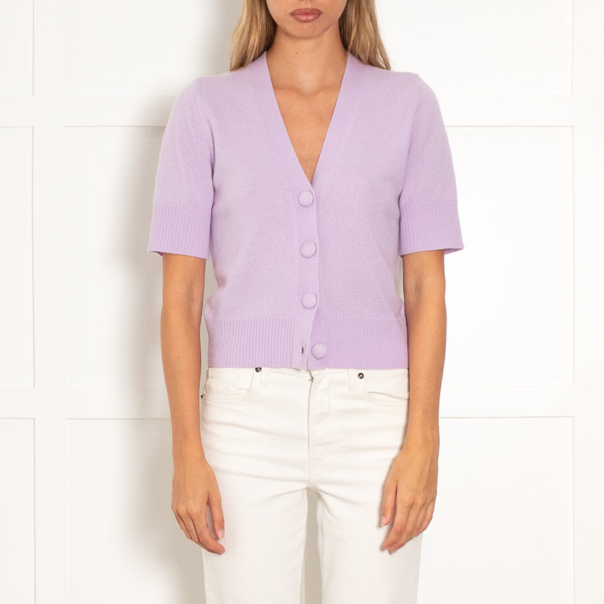 Veronica Beard Purple Short Sleeve Cashmere Cardigan