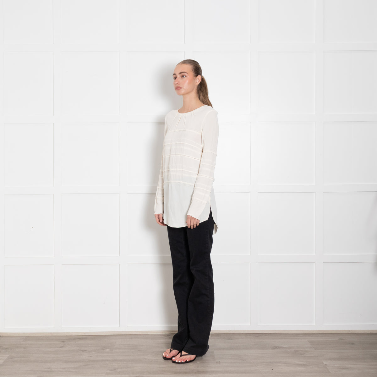 Day Birger et Mikkelson Butter Cream Embroidered Stripe Top