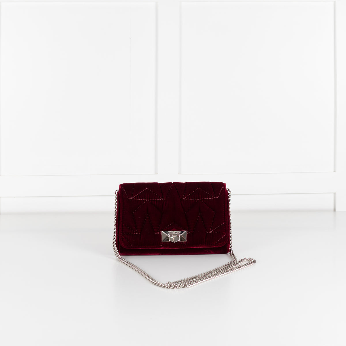 Jimmy Choo Burgundy Velvet Fold Over Clutch