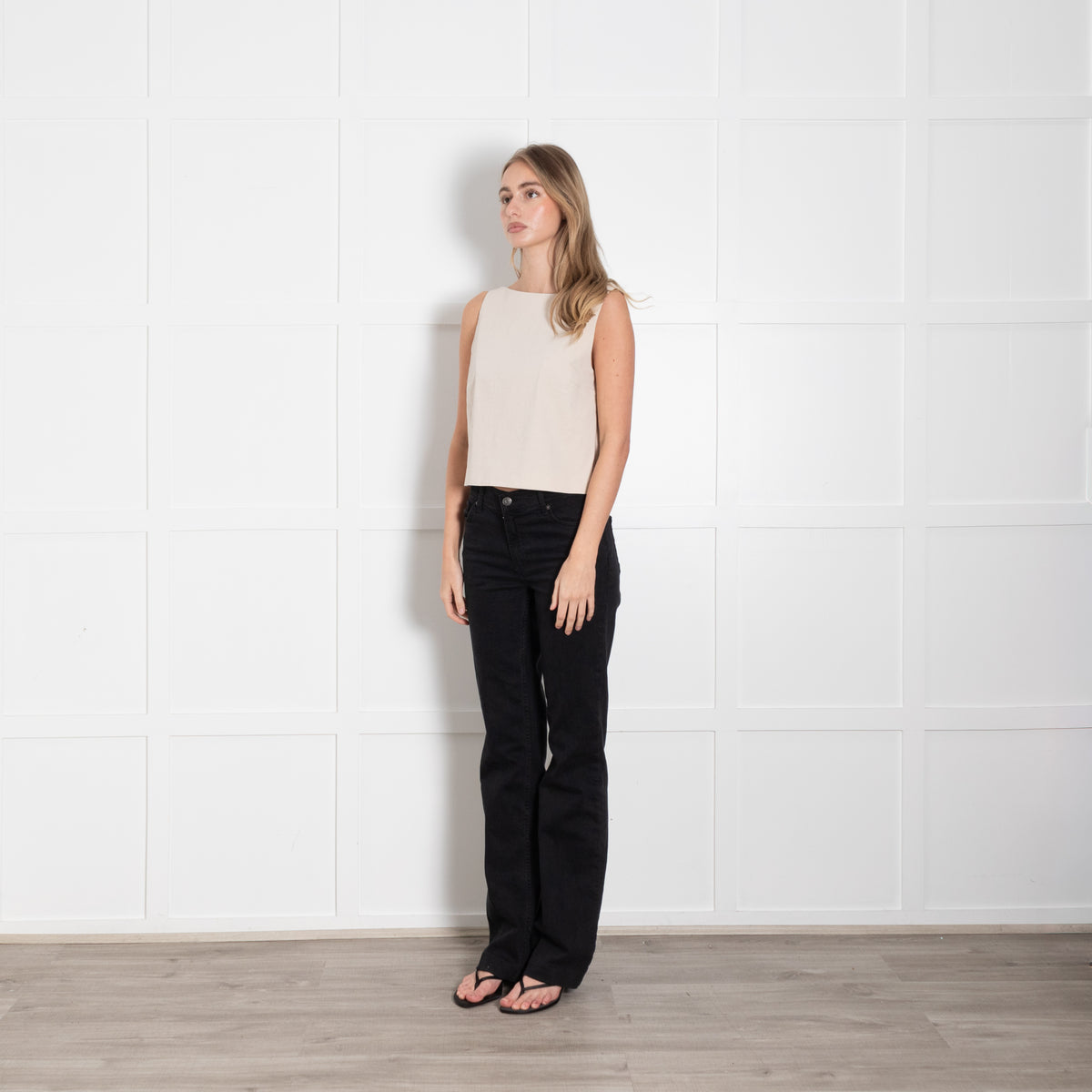 Theory Beige Sleeveless Cotton Blend Top