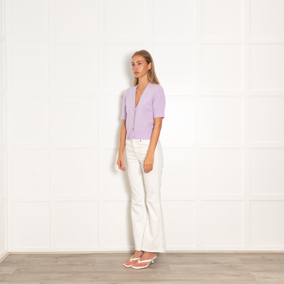 Veronica Beard Purple Short Sleeve Cashmere Cardigan